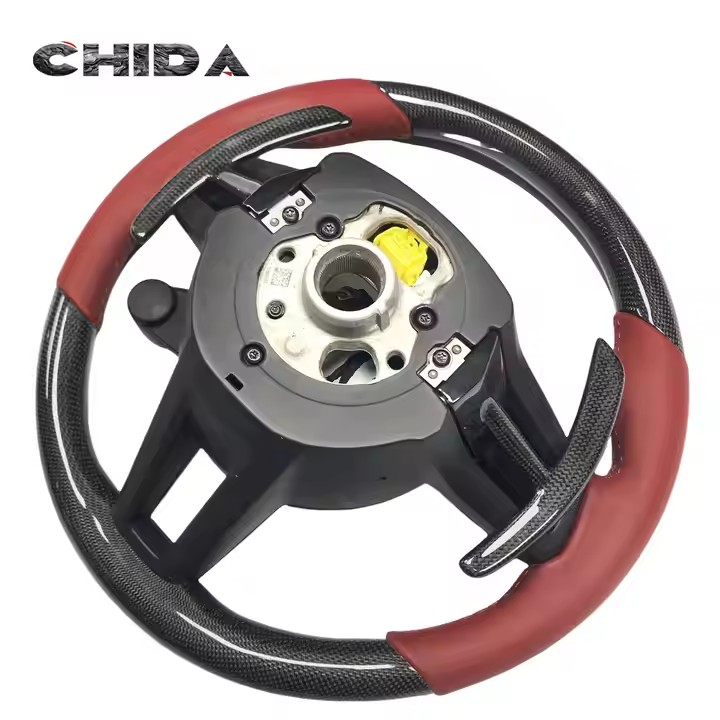 Custom carbon fibre steering wheel with separate SC knob for Porsches 911 718 Boxster Cayenne Panamera 992 987 918 997 991