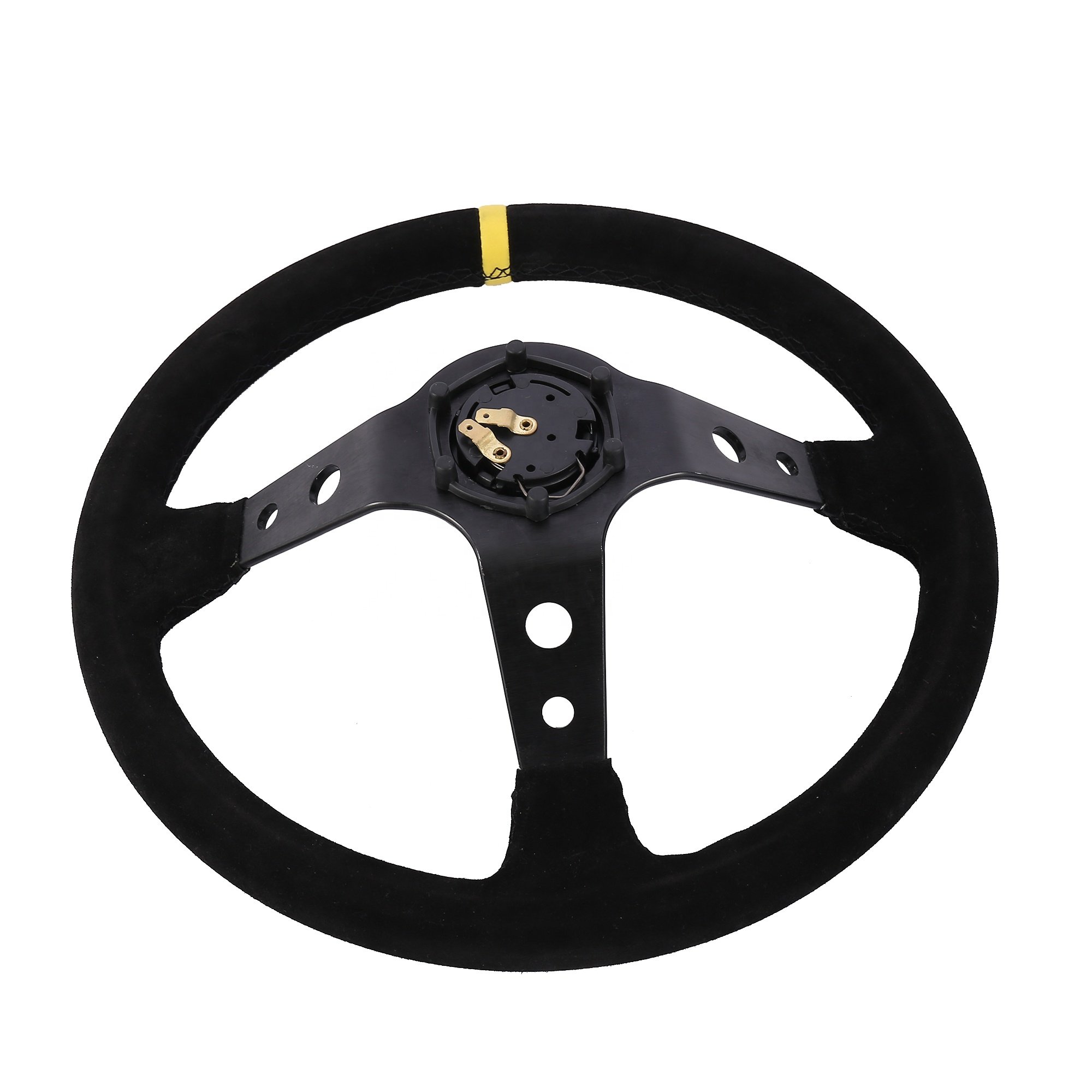 Universal 350mm matte suede steering wheel classic deep dish drif car steering wheel