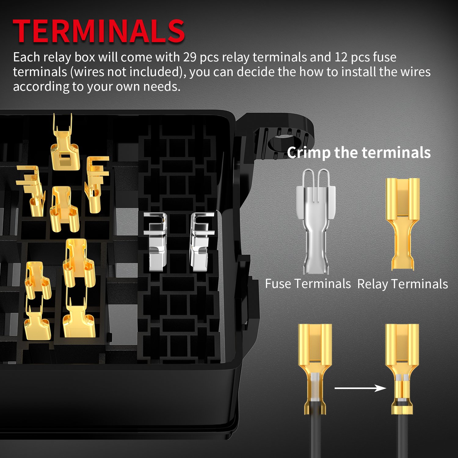 6 Way Auto Relays 12VDC Automotive Fuse Relay Block Panel 40A 4Pin & 5Pin Relays with Fuses and Terminals for Automotive Use