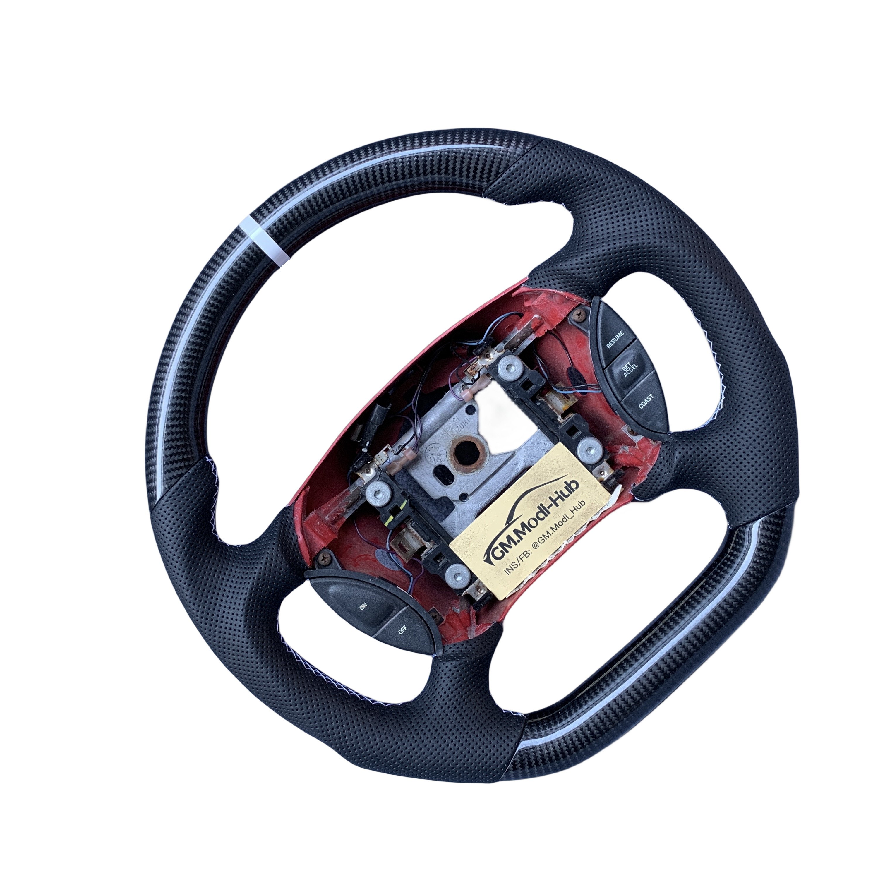GM.Modi-Hub Carbon Fiber Car Steering Wheel with Sliver accent For Ford 1999-2004 Mustang