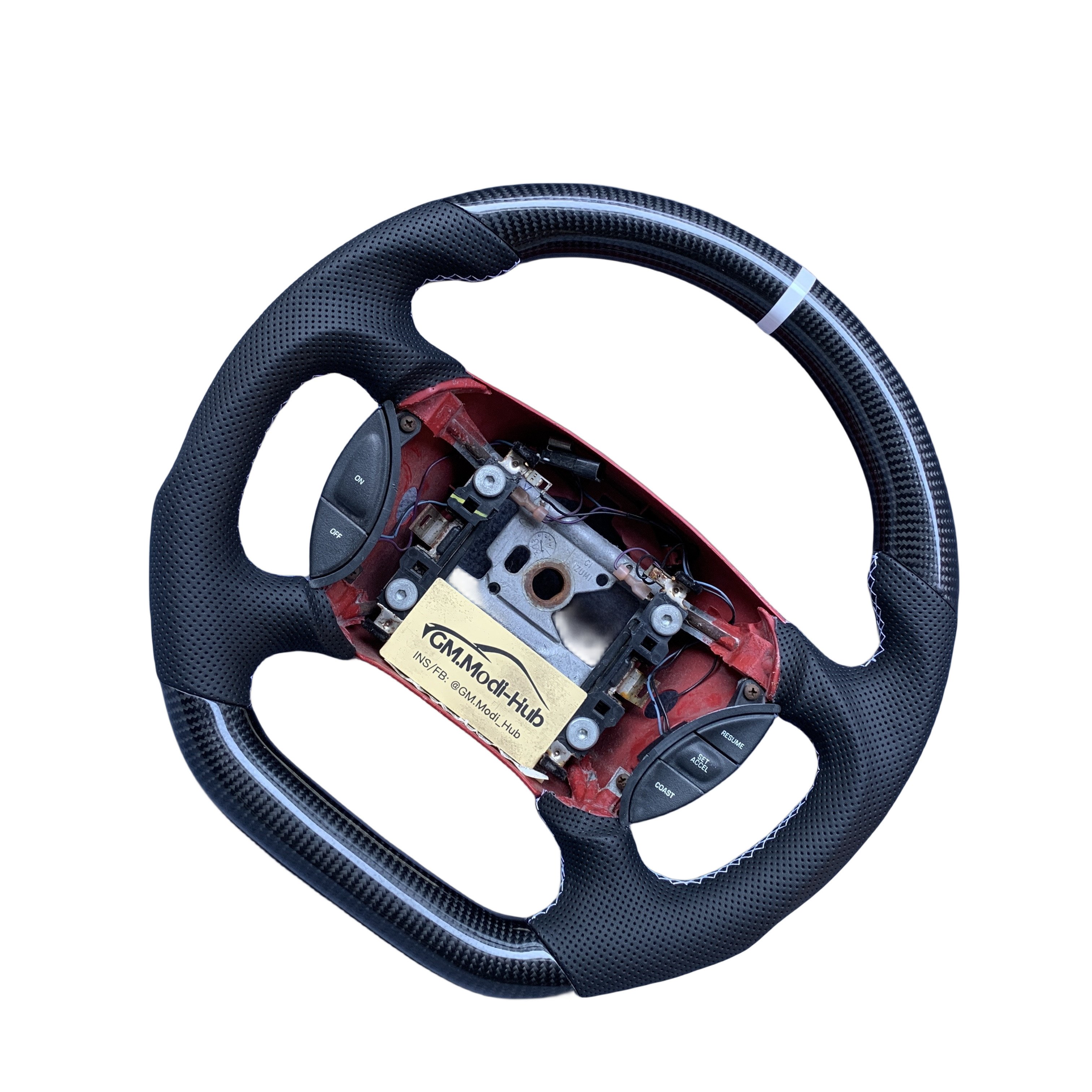 GM.Modi-Hub Carbon Fiber Car Steering Wheel with Sliver accent For Ford 1999-2004 Mustang