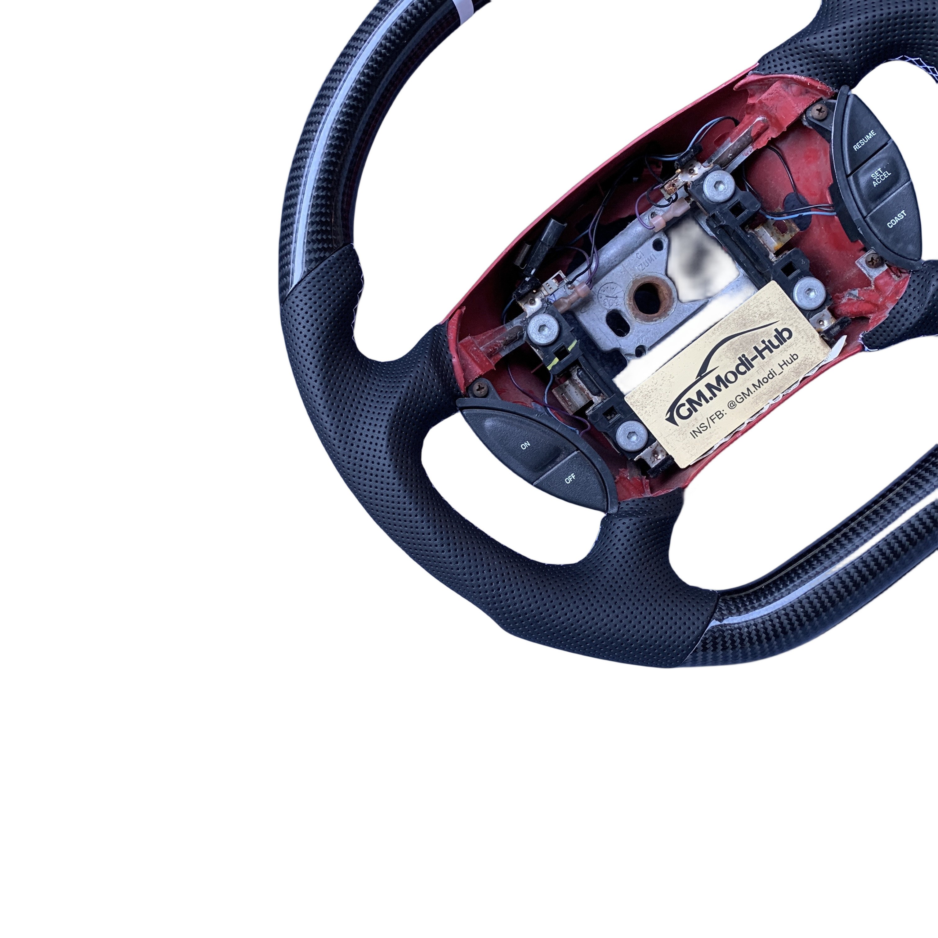 GM.Modi-Hub Carbon Fiber Car Steering Wheel with Sliver accent For Ford 1999-2004 Mustang