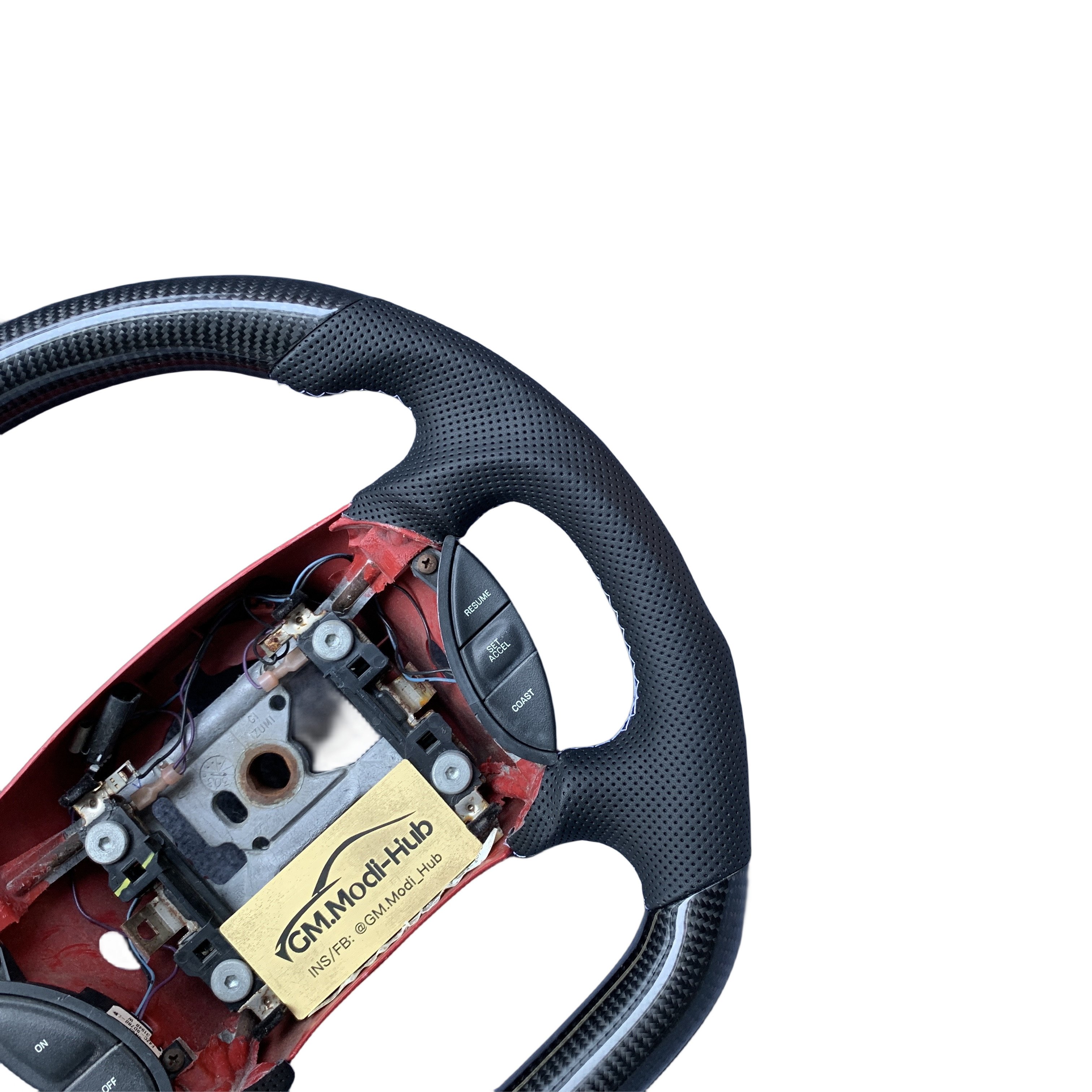 GM.Modi-Hub Carbon Fiber Car Steering Wheel with Sliver accent For Ford 1999-2004 Mustang