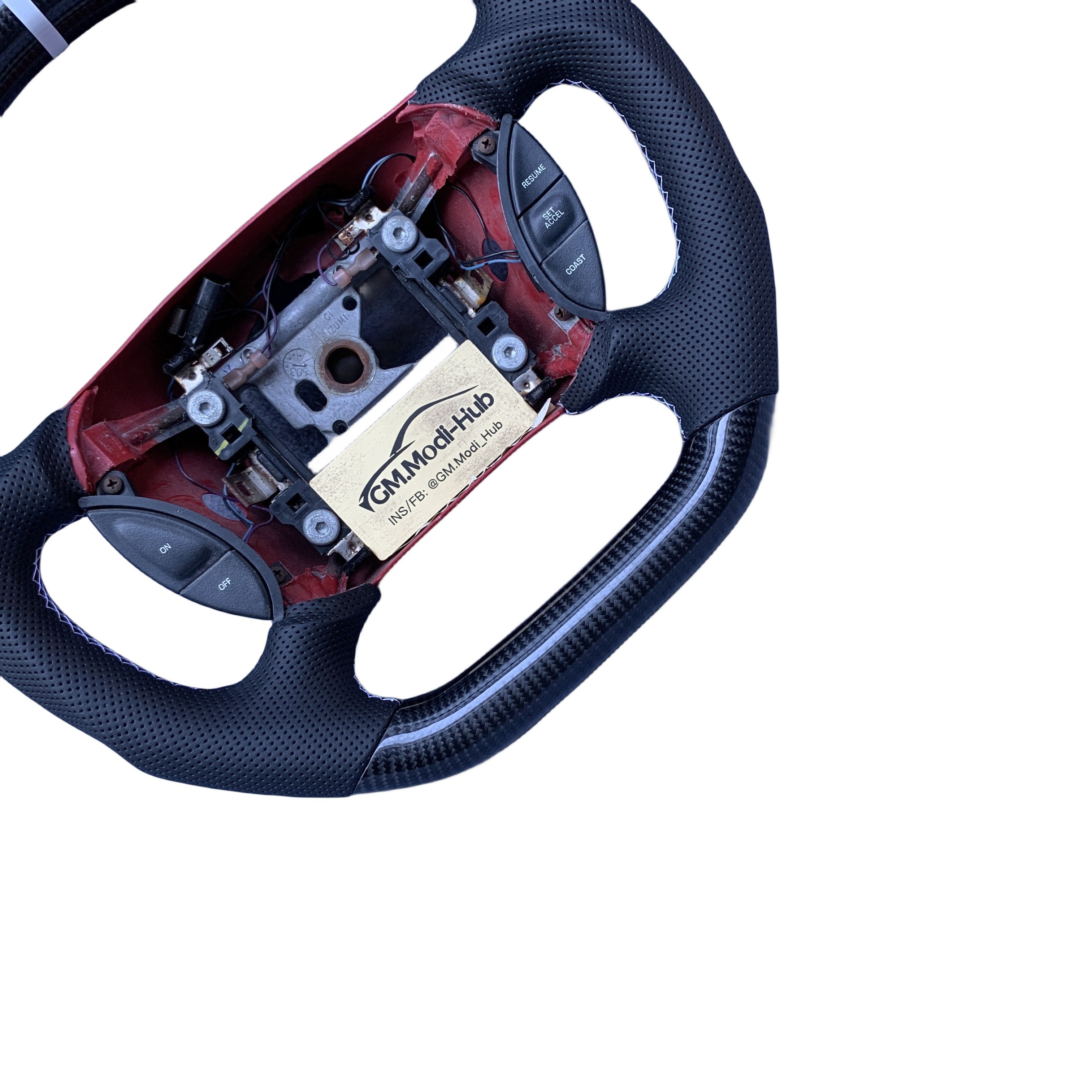 GM.Modi-Hub Carbon Fiber Car Steering Wheel with Sliver accent For Ford 1999-2004 Mustang