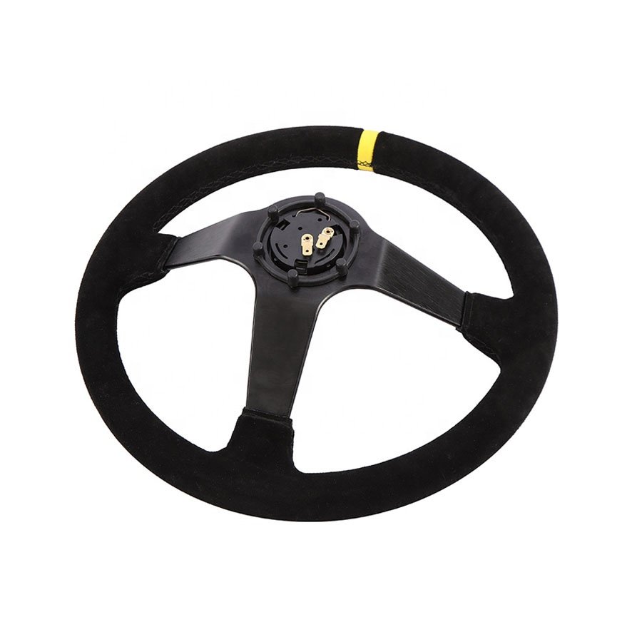 0139 14 inch 350mm auto spare parts black suede car steering wheel