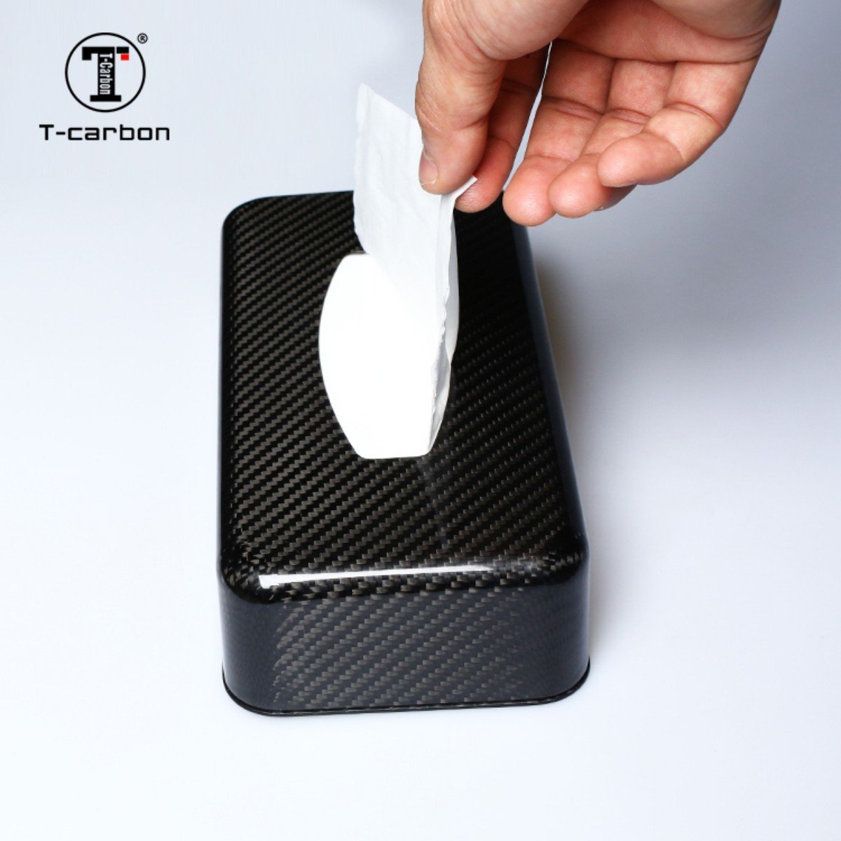 T-carbon Carbon Fiber Car Tissue Box Armrest Box Interior Storage Towel Sets Tray Paper Seat Type Box for Car Home Office