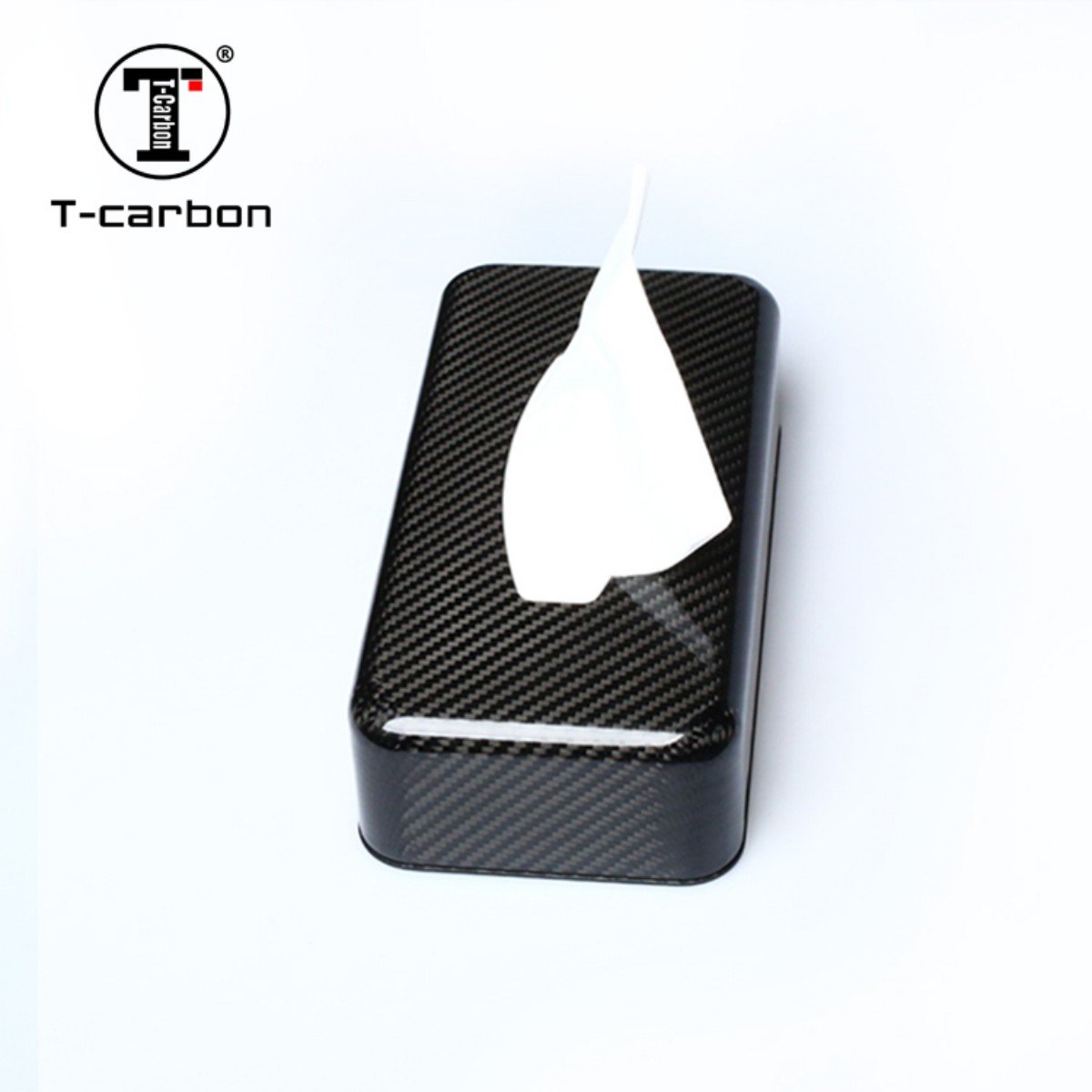 T-carbon Carbon Fiber Car Tissue Box Armrest Box Interior Storage Towel Sets Tray Paper Seat Type Box for Car Home Office