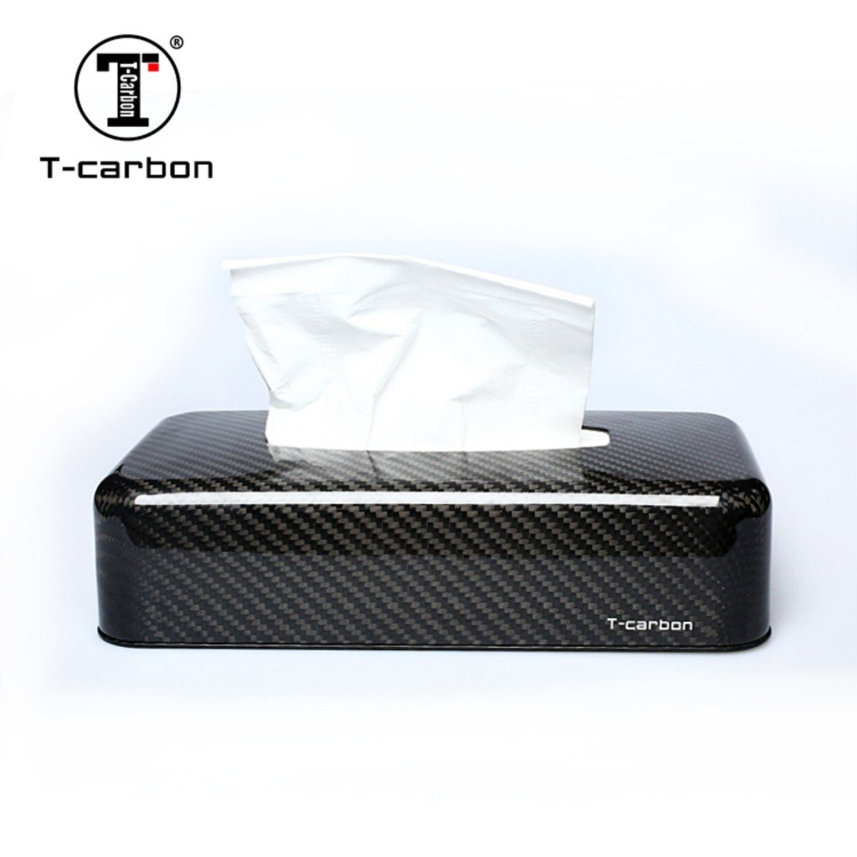 T-carbon Carbon Fiber Car Tissue Box Armrest Box Interior Storage Towel Sets Tray Paper Seat Type Box for Car Home Office