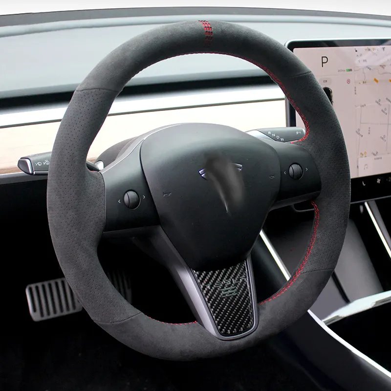 Steering Wheel Cover for Tesla Model 3 Model Y 2016 - 2022 wholesale price for you Car Accessories in Alcantara
