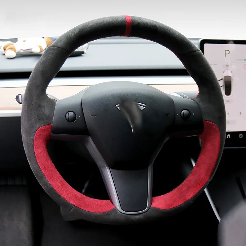 Steering Wheel Cover for Tesla Model 3 Model Y 2016 - 2022 wholesale price for you Car Accessories in Alcantara