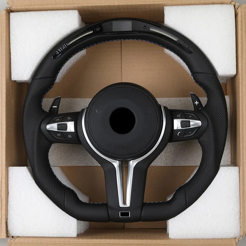 Flat Bottom Full Leather LED M Sport Steering Wheel for BMW F10 F15 F20 F22 F30 F32 X5 E70 X6 E71 E90 E92 F80 F82 F87 F90 M8 F92