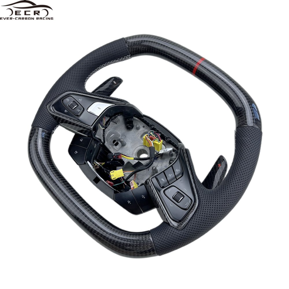 Ever-Carbon Racing ECR High Quality Customized Heated Car Steering Wheel For 2020-2024 C8 Corvette Carbon Fiber Steering Wheel