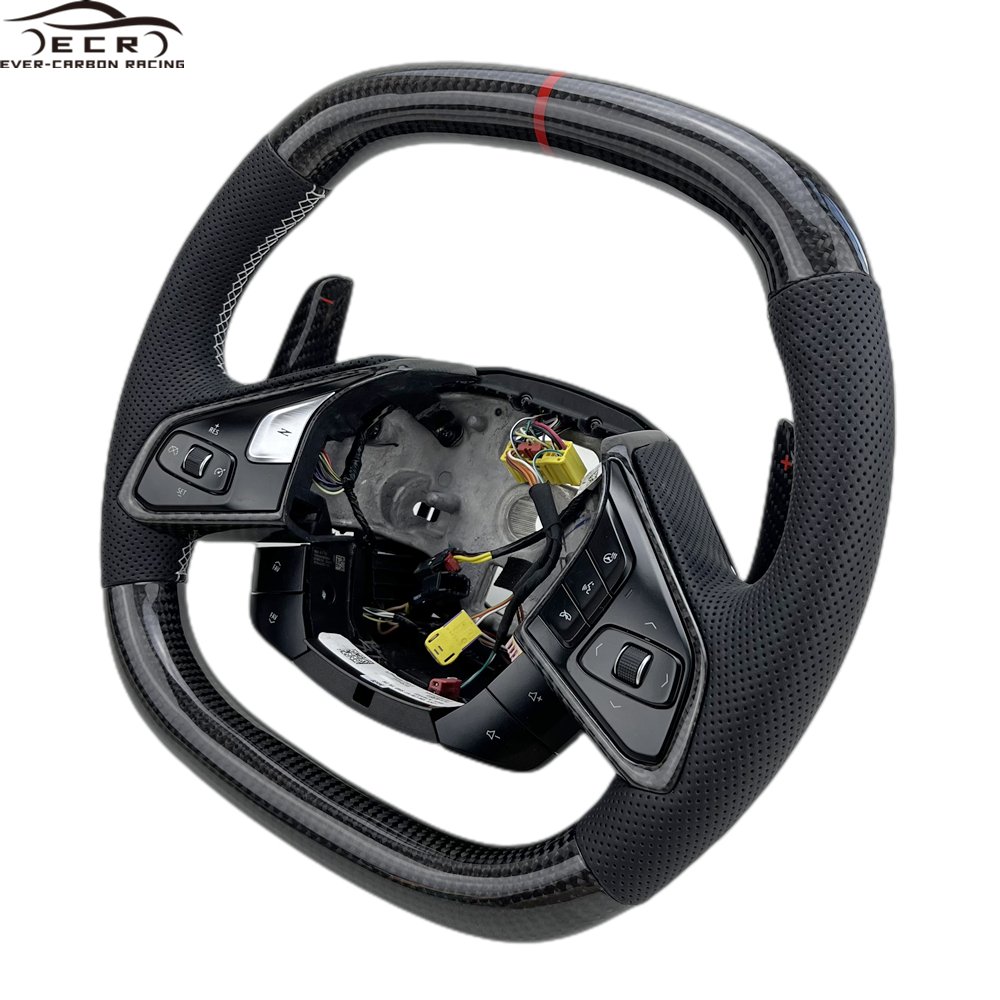 Ever-Carbon Racing ECR High Quality Customized Heated Car Steering Wheel For 2020-2024 C8 Corvette Carbon Fiber Steering Wheel