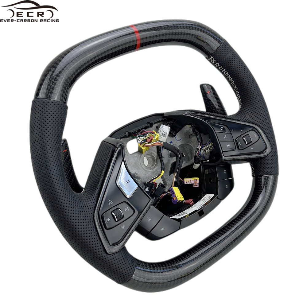 Ever-Carbon Racing ECR High Quality Customized Heated Car Steering Wheel For 2020-2024 C8 Corvette Carbon Fiber Steering Wheel