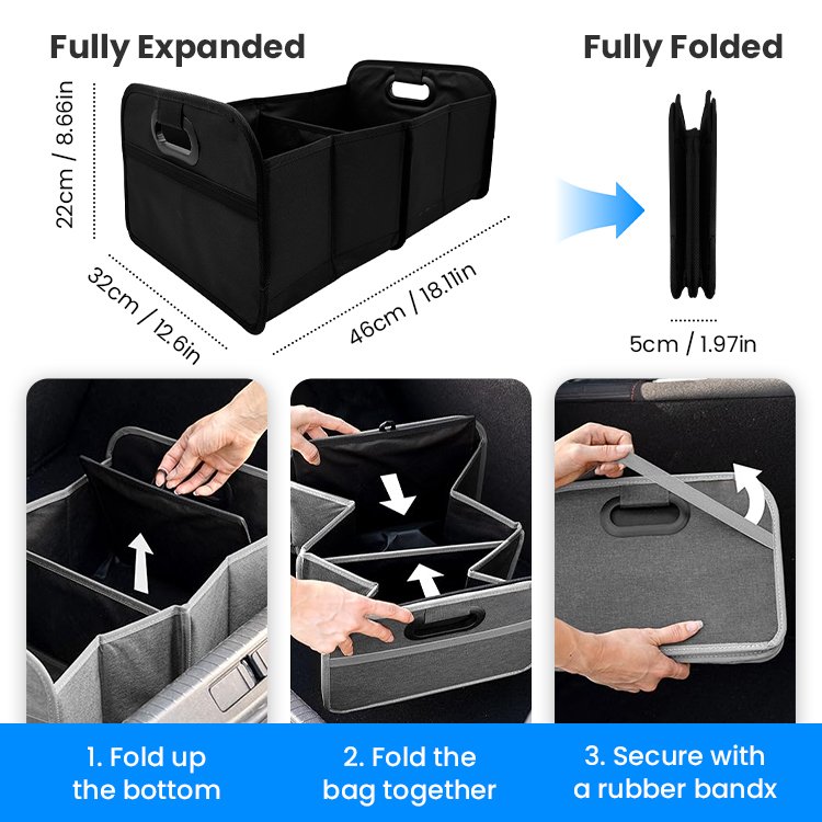 OEM Kuoshi Custom Multi-compartments Foldable Collapsible SUV Car Trunk Storage Organizer Box for Car Accessories