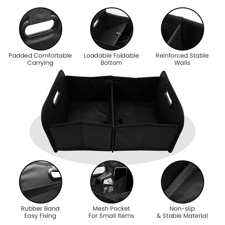 OEM Kuoshi Custom Multi-compartments Foldable Collapsible SUV Car Trunk Storage Organizer Box for Car Accessories