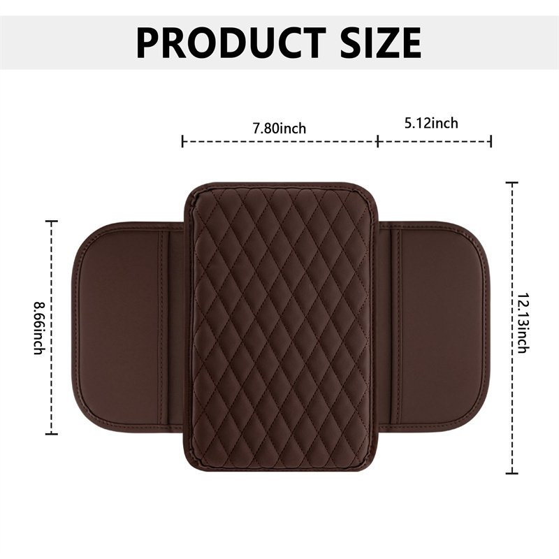 Auto Center Console Pad Cover With Storage Bag Leather Car Armrest Cushion