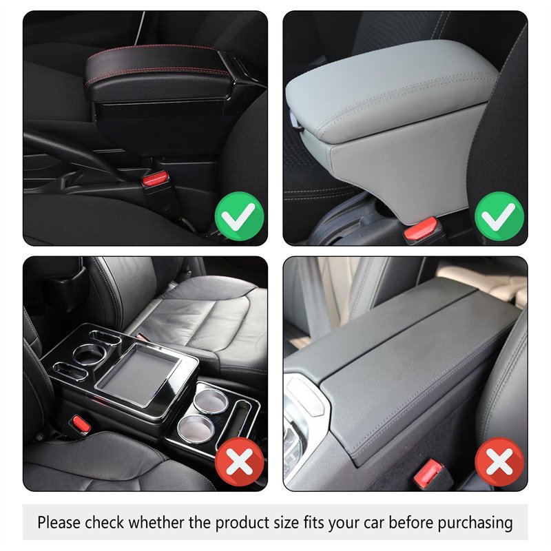 Auto Center Console Pad Cover With Storage Bag Leather Car Armrest Cushion