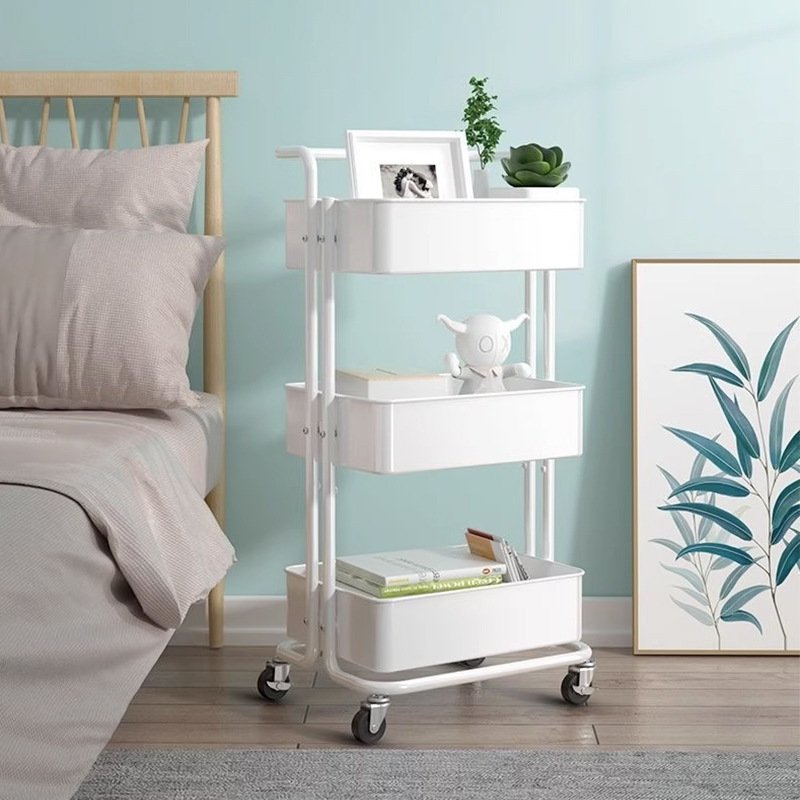 2025 Multi-Layer Metal Plastic Trolley Storage Rack Standing Type Mobile Snack Holder Kitchen Tool Pot Storage Features