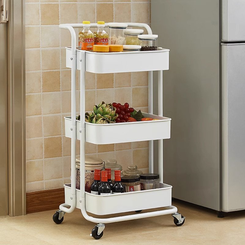 2025 Multi-Layer Metal Plastic Trolley Storage Rack Standing Type Mobile Snack Holder Kitchen Tool Pot Storage Features