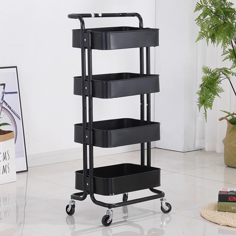 2025 Multi-Layer Metal Plastic Trolley Storage Rack Standing Type Mobile Snack Holder Kitchen Tool Pot Storage Features