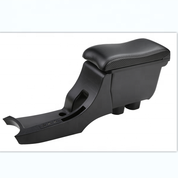 Curved Surface Black Color Pu Leather 7 USB Design Slide and Double Layers Design Box Car Armrest Box for Nissan Sunny/kicks