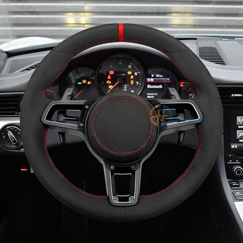 Customized Leather Steering Wheel Fit For Porsche Panamera Cayenne Cayman 718 911 Macan Steering Wheel Upgraded