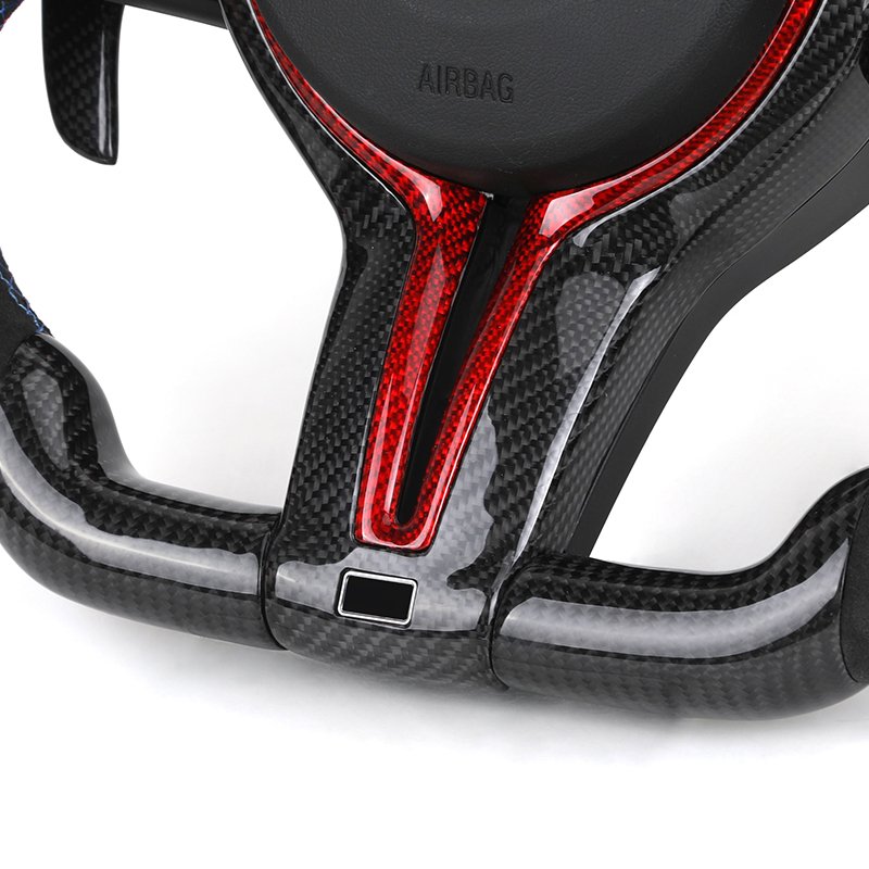 With Red M1 M2 Button Alcantara Carbon LED Steering Wheel for BMW F10 F30 F31 F32 X5M F97 M2 F87 M3 F80 M4 F82 M5 F90 E70 E90
