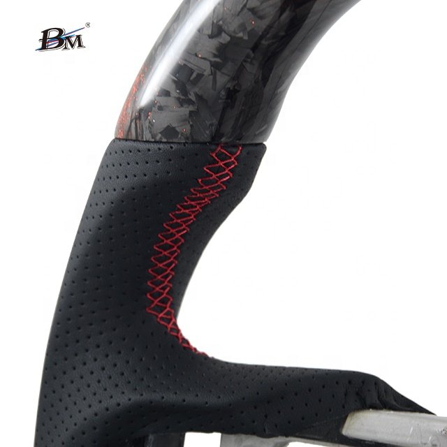 New Design Upgrade For Ford Mustang 2015 2016 2017 Red Forged Carbon Fiber Wheel Black Perforated Leather Steer Customize By BM