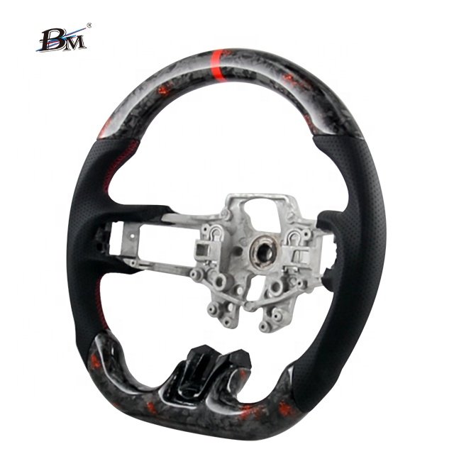 New Design Upgrade For Ford Mustang 2015 2016 2017 Red Forged Carbon Fiber Wheel Black Perforated Leather Steer Customize By BM