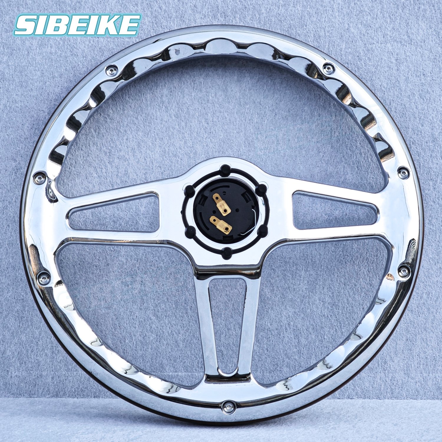 14inch Classic Vintage Wood Style Steering Wheel Retro Car Black White Steering Wheel with Rivet