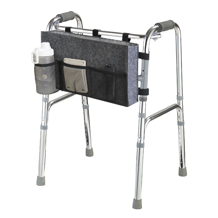Felt Walker Bag Hand Free Storage Bag Walker Attachment Handicap Basket Pouch Bedside Organizer for Rollator With Cup Holder