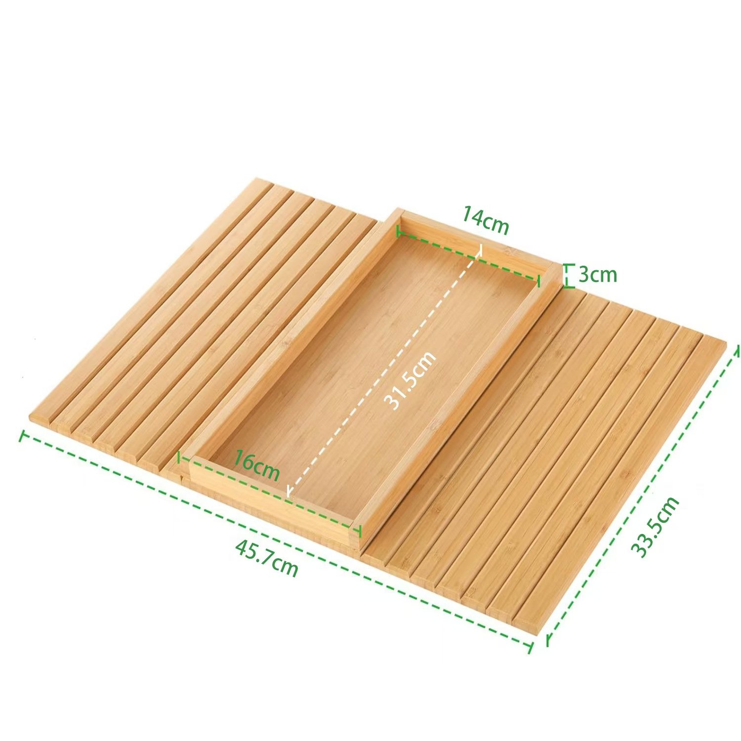 Bamboo Sofa Armrest Tray Anti-Slip Wood Arm Table with Detachable Cup Holder for Serving Food or Drinks