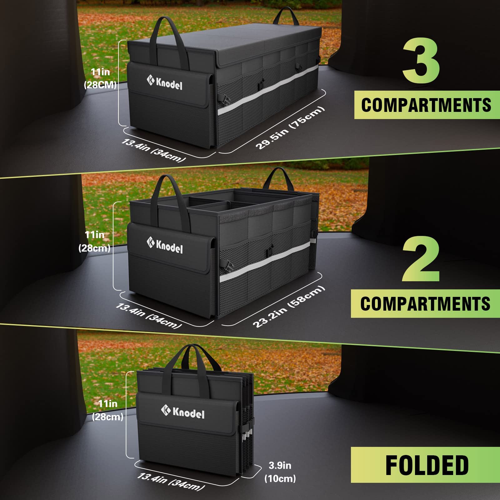 Multipurpose Foldable Car Trunk Organizer Armrest Box with Lid for SUV Truck Sedan
