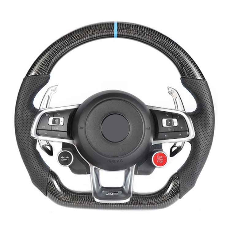 Hand sewn car steering gear T-back steering wheel forged carbon fibre for vw passat b6 b8 r36 virtus steering wheel