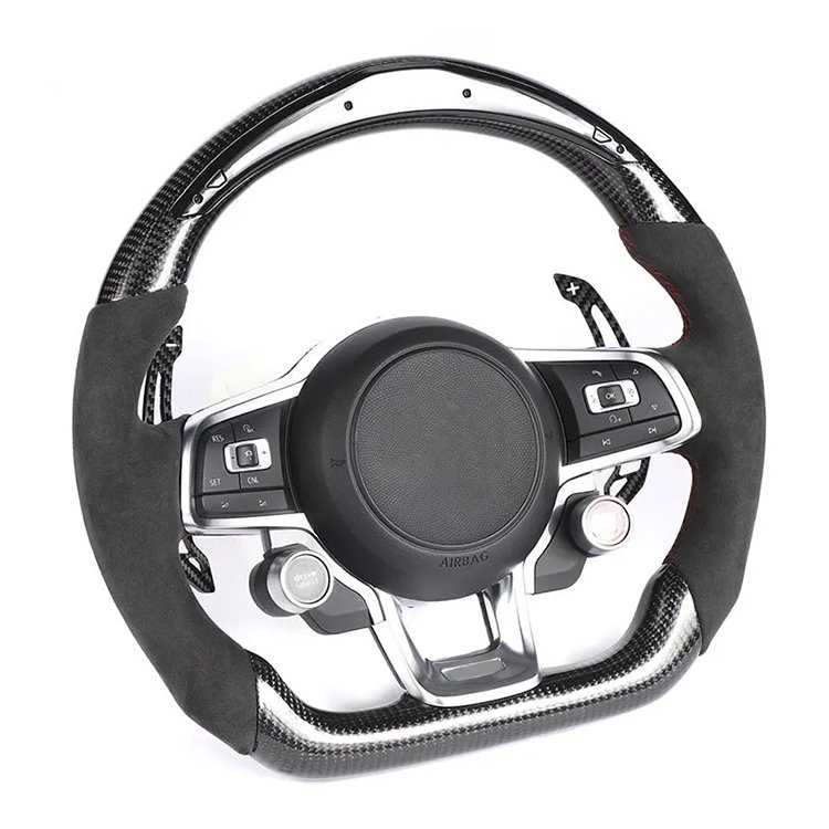 Hand sewn car steering gear T-back steering wheel forged carbon fibre for vw passat b6 b8 r36 virtus steering wheel