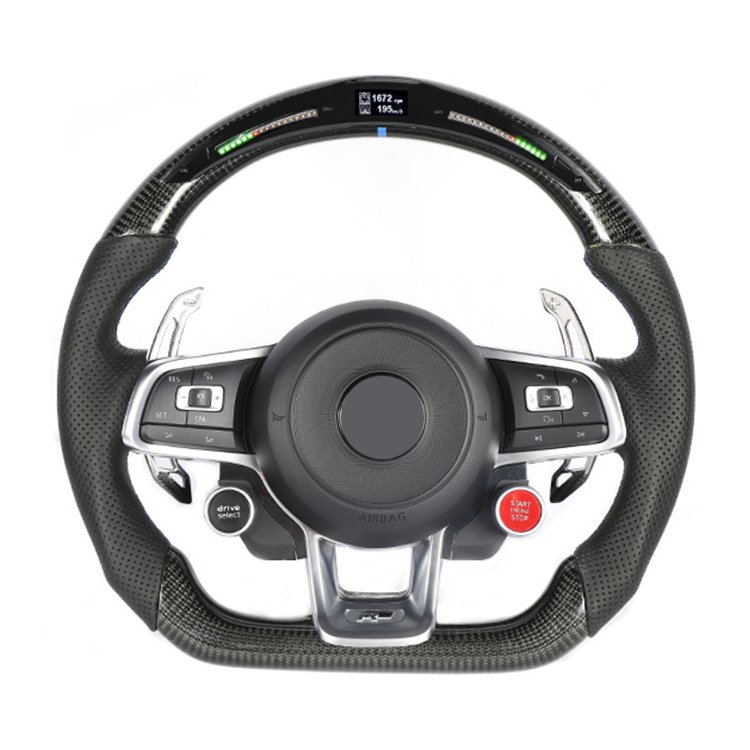 Hand sewn car steering gear T-back steering wheel forged carbon fibre for vw passat b6 b8 r36 virtus steering wheel