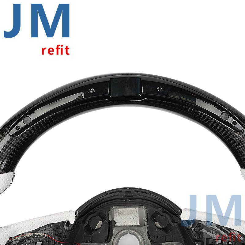 White Perforated Leather Real Carbon Fiber Steering Wheel Compatible With Audi A4L Q5 A5 A7
