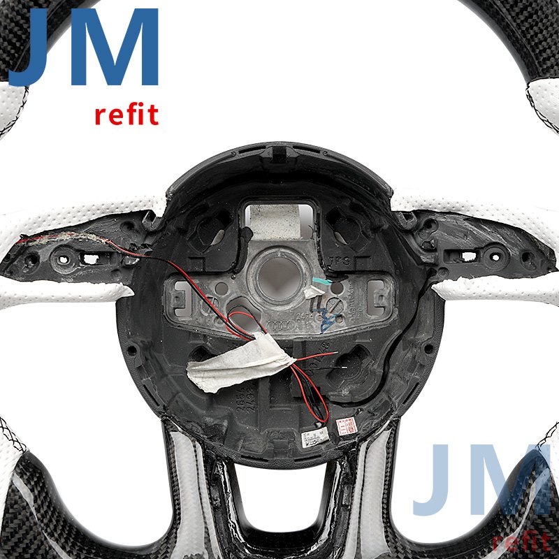 White Perforated Leather Real Carbon Fiber Steering Wheel Compatible With Audi A4L Q5 A5 A7