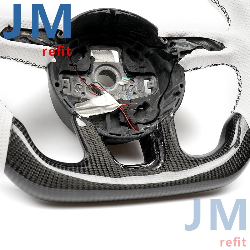 White Perforated Leather Real Carbon Fiber Steering Wheel Compatible With Audi A4L Q5 A5 A7