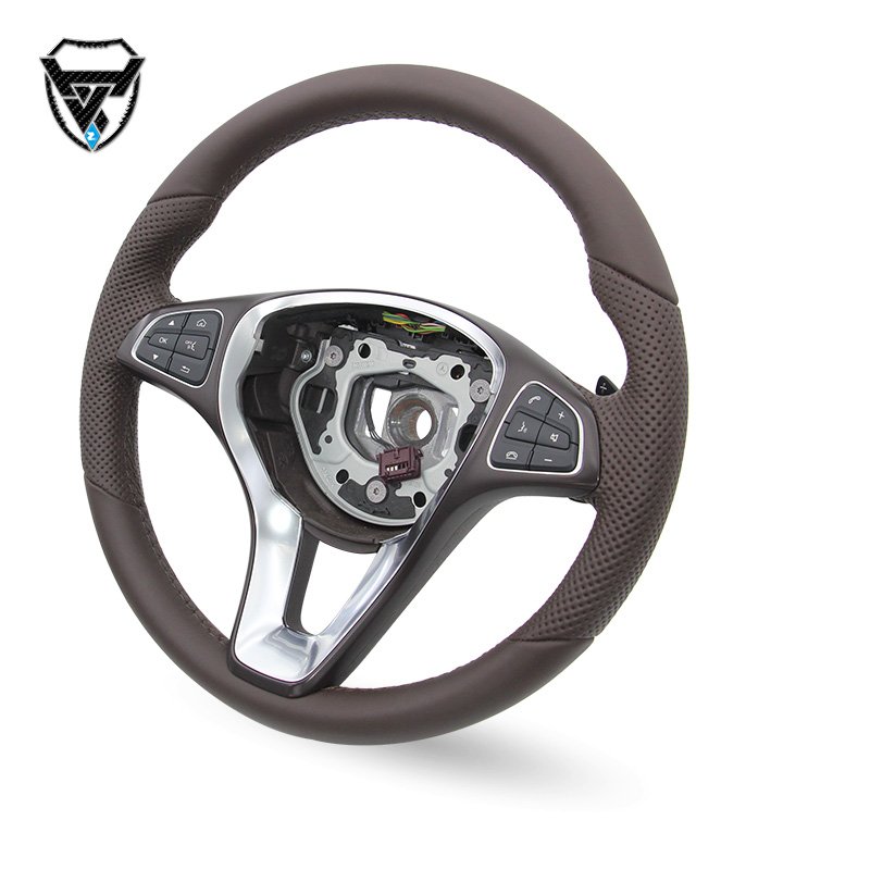 Brown leather modified steering wheel for Mercedes Benz C GLC E S CLS AMG zc-213-p1