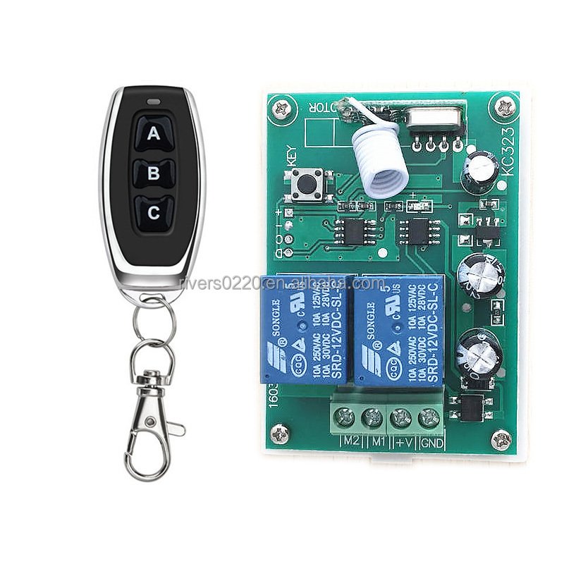 433Mhz Universal Wireless Remote Control Switch DC12V 2CH Relay Receiver Module and 2pcs 4 Channel RF 433 Mhz Remote Transmitter
