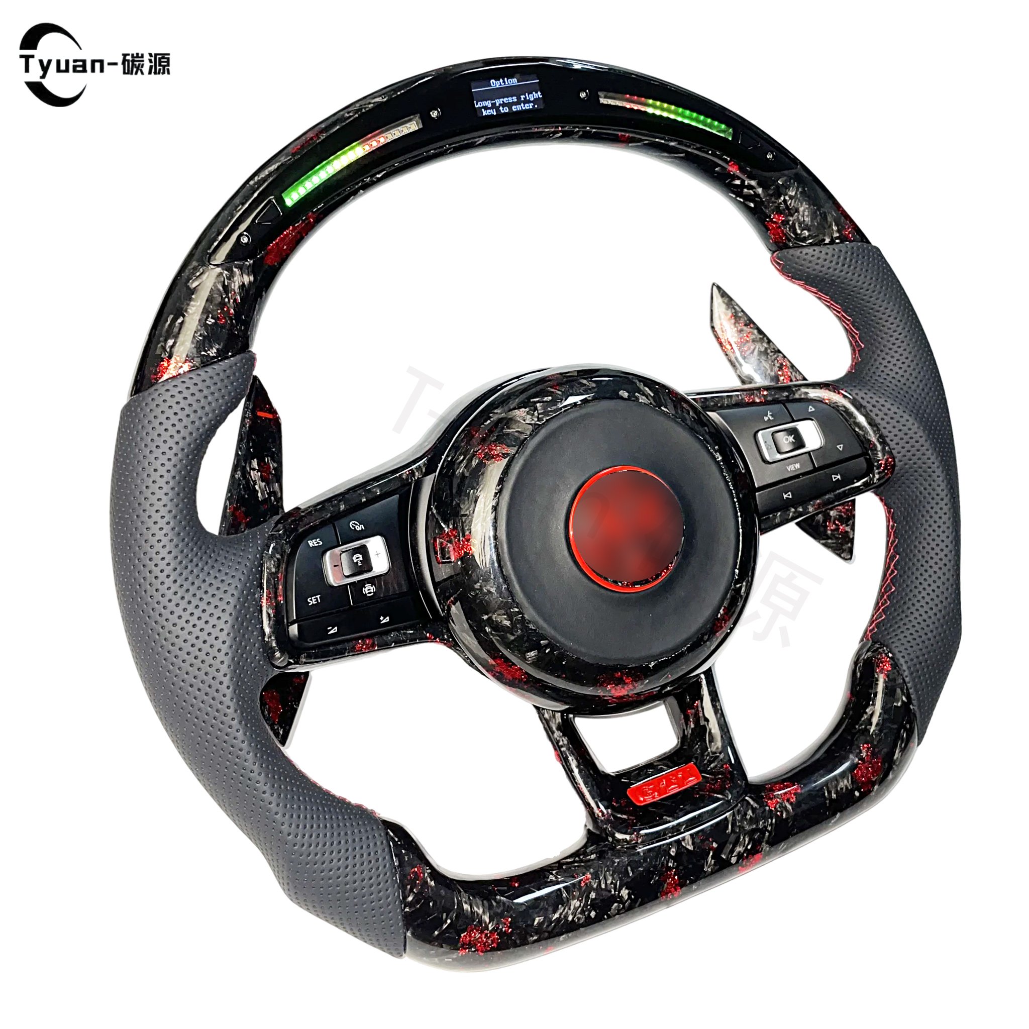 Customized Carbon Fiber Leather Forged LED Steering Wheel for Volkswagen Golf GTI/R Mk7 Racing Style R32 Model Compatible