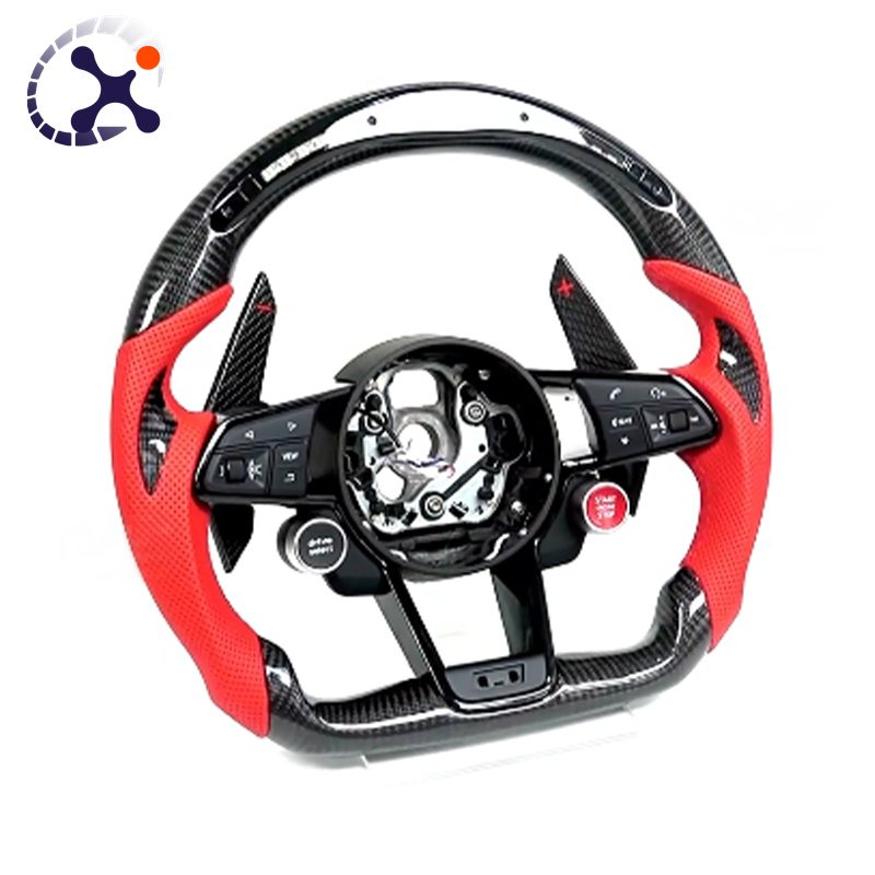 For 17-22 Audi R8 LED Carbon Fiber Perforated leather devil horns Car sports Steering Wheel