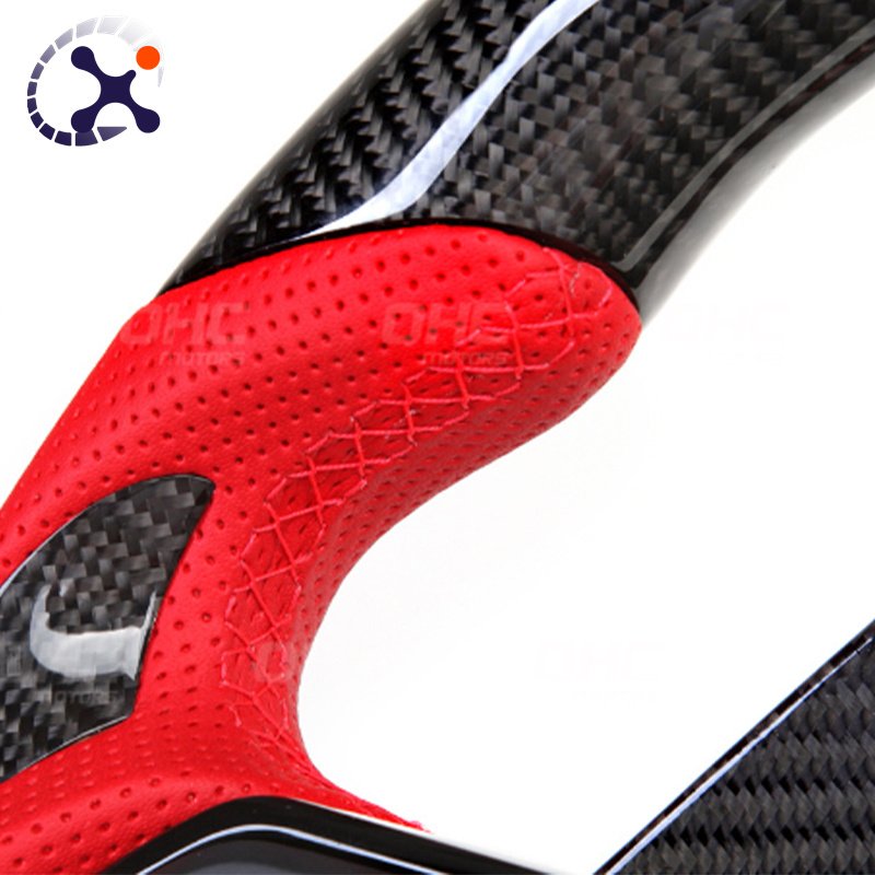 For 17-22 Audi R8 LED Carbon Fiber Perforated leather devil horns Car sports Steering Wheel