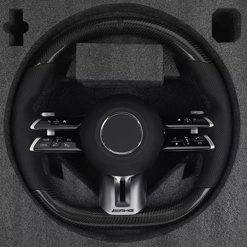 Custom Lenkrad Half Perforated Leather Carbon Steering Wheel for Mercedes Benz W463 W219 C217 W217 CLS W218 W166 W205 W211 GLC