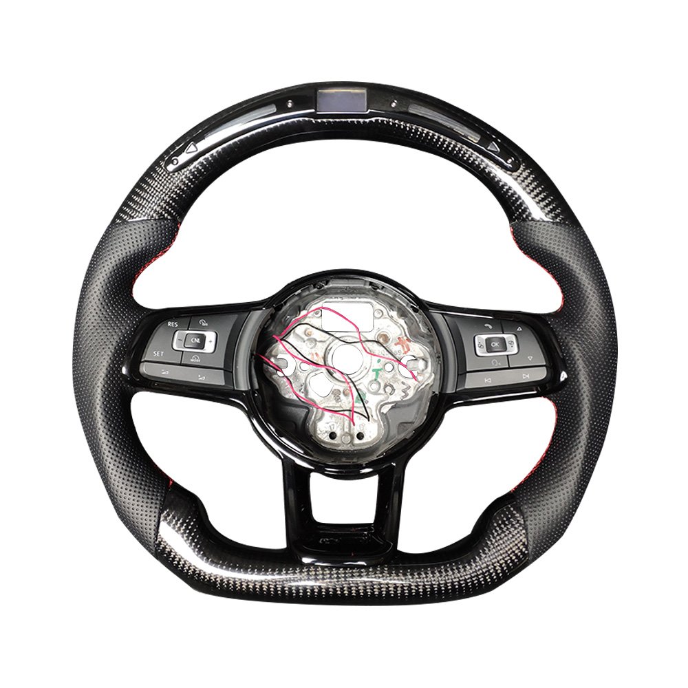 For Volkswagen GOLF R GTI 6 8 VW Mk7.5 Gti Carbon Fiber Led Steering Wheel With LED Display Real Carbon Fiber