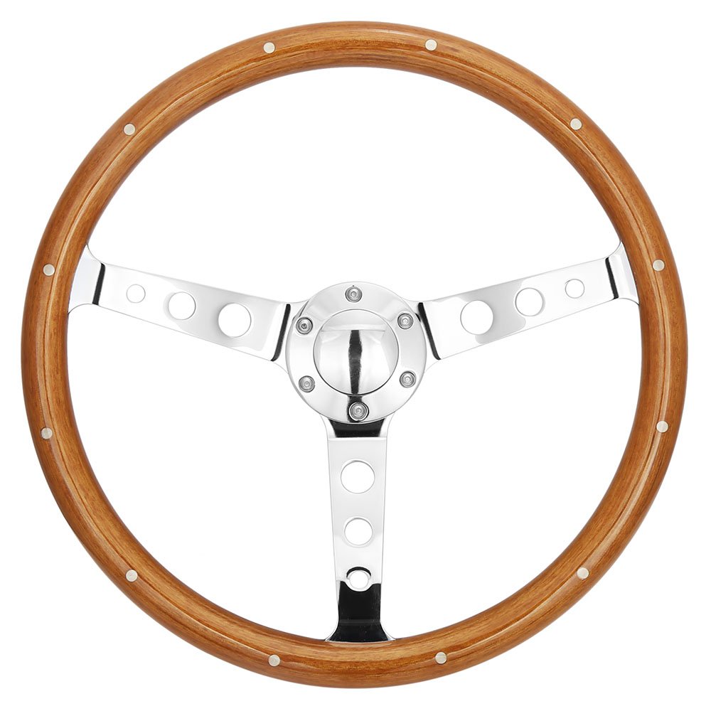 380mm/15 inch Black 6 Bolt Wood Steering Wheel Universal Wood Classic Car Steering Wheel