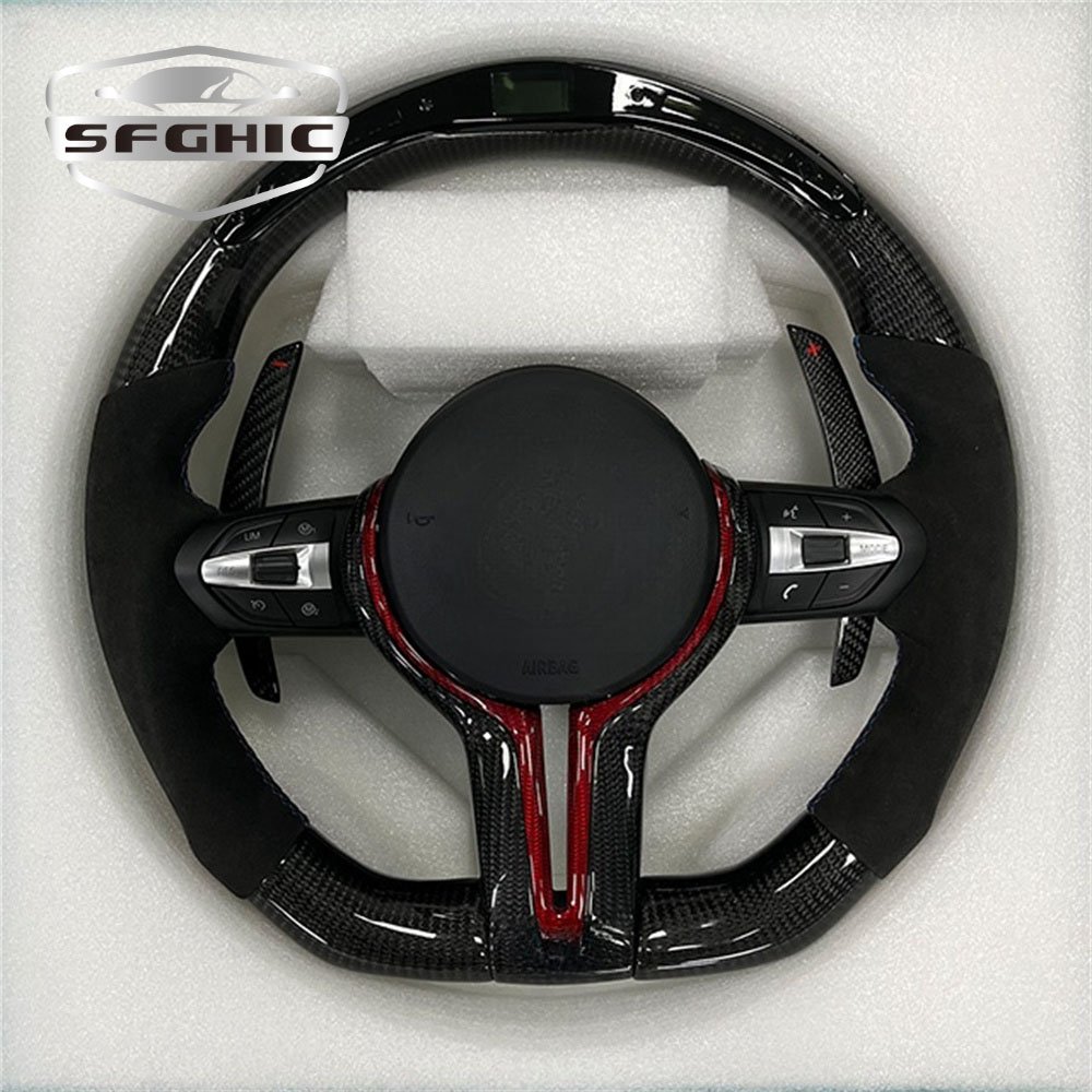 Leather Car Steering Wheel M Performance For BMW F30 F32 F10 F20 F82 E46 E60 E90 M3 M5 LED Carbon Fiber Steering Wheel
