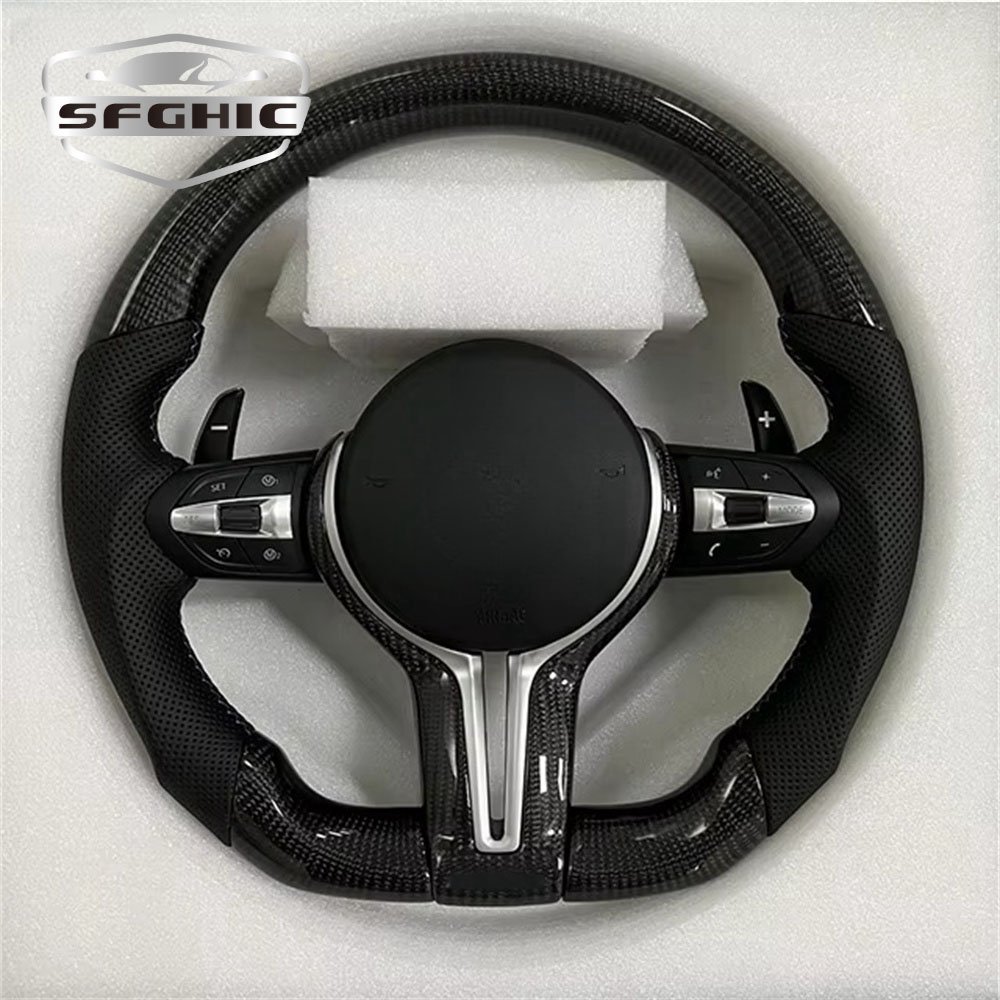 Leather Car Steering Wheel M Performance For BMW F30 F32 F10 F20 F82 E46 E60 E90 M3 M5 LED Carbon Fiber Steering Wheel